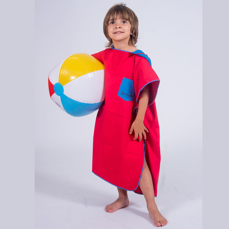 Origami Beach Poncho Ni単os Rojo