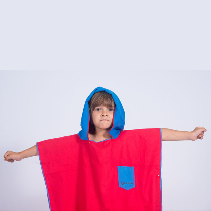 Origami Beach Poncho Ni単os Rojo